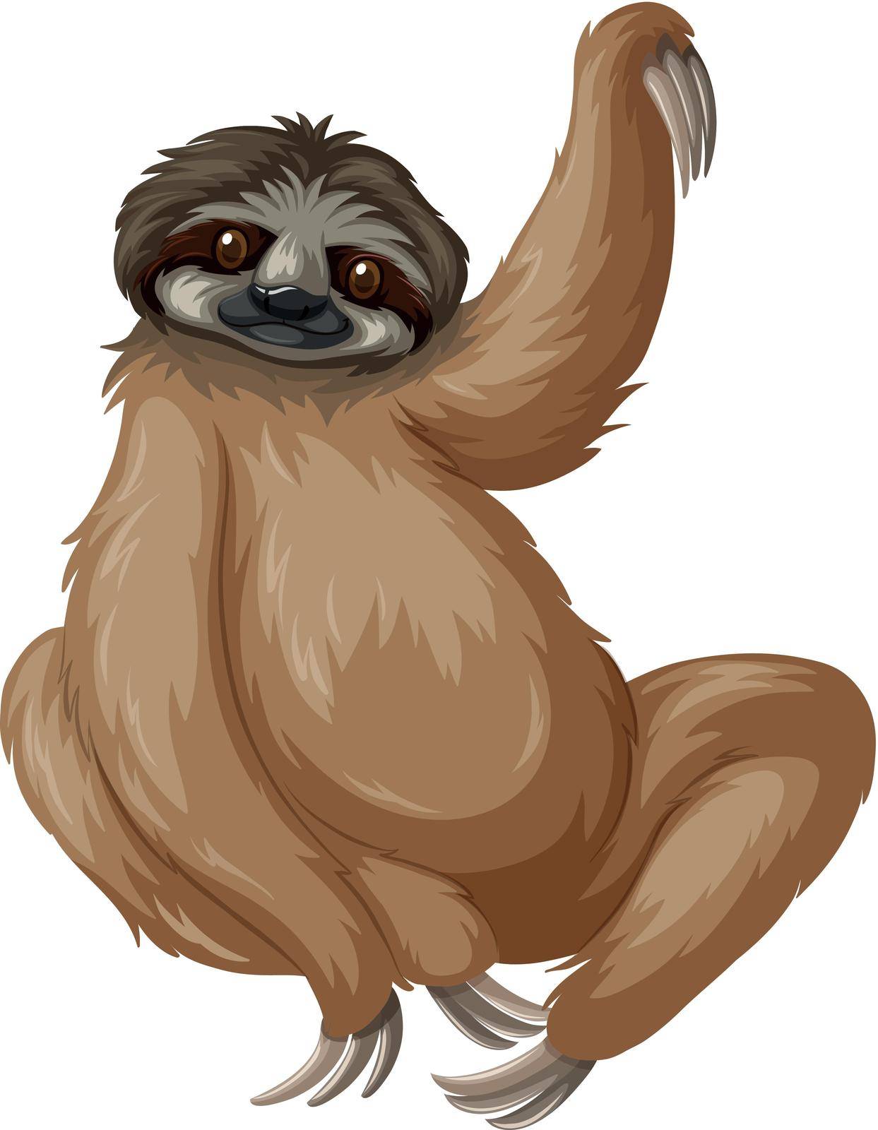 Sloth lifting one arm up illustration