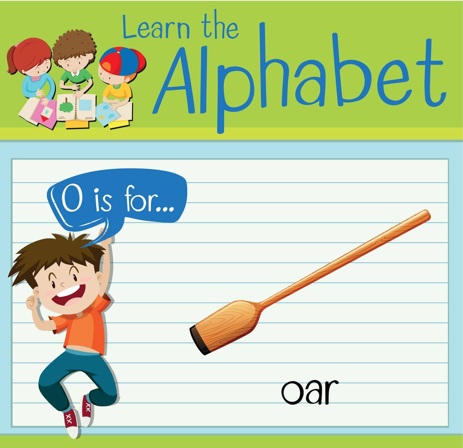 Flashcard alphabet O is for oar illustration
