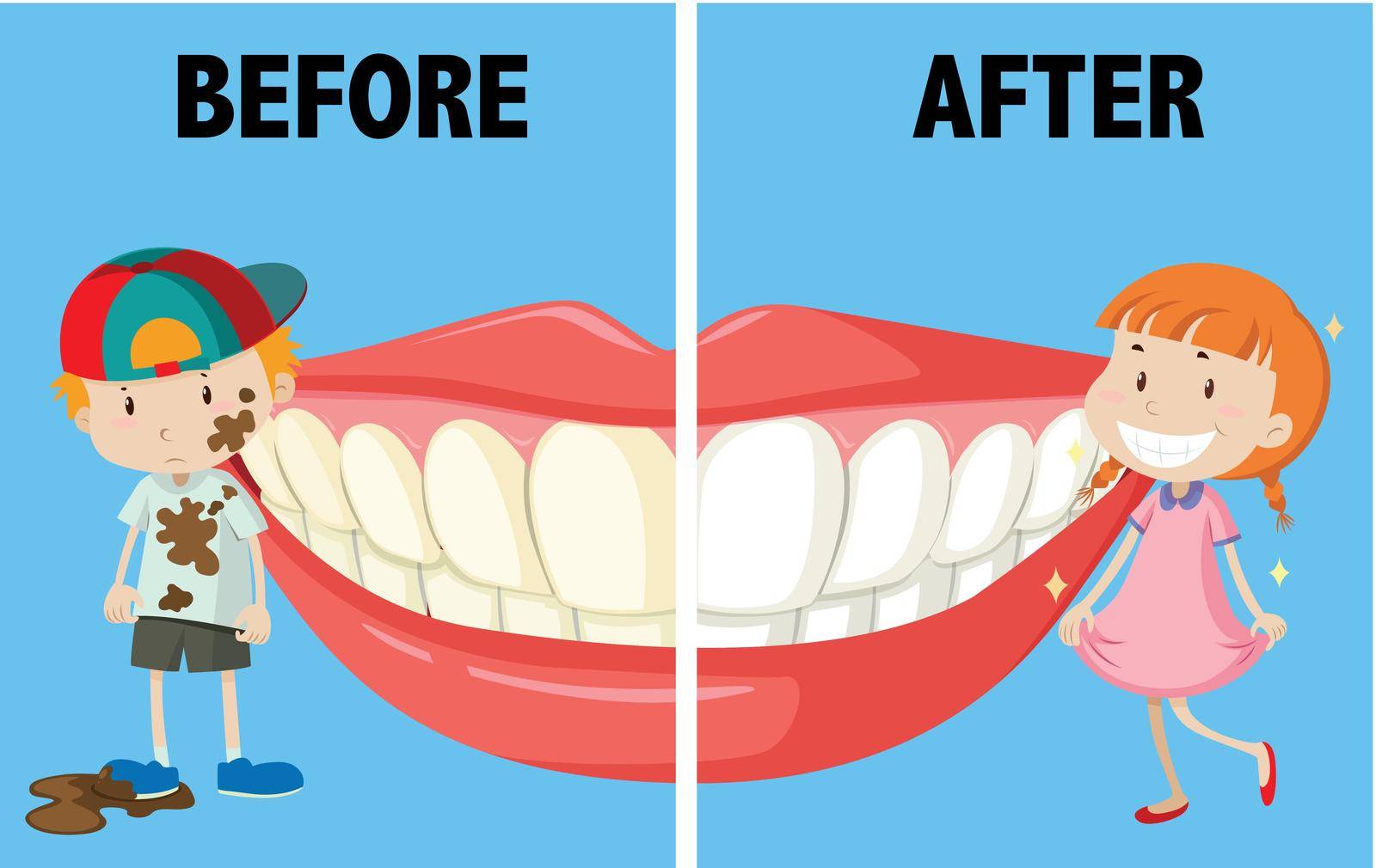 Opposite words before and after illustration
