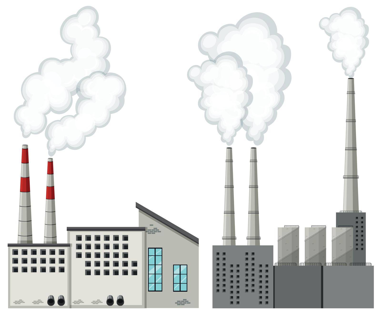 Factory buildings with tall chimneys illustration