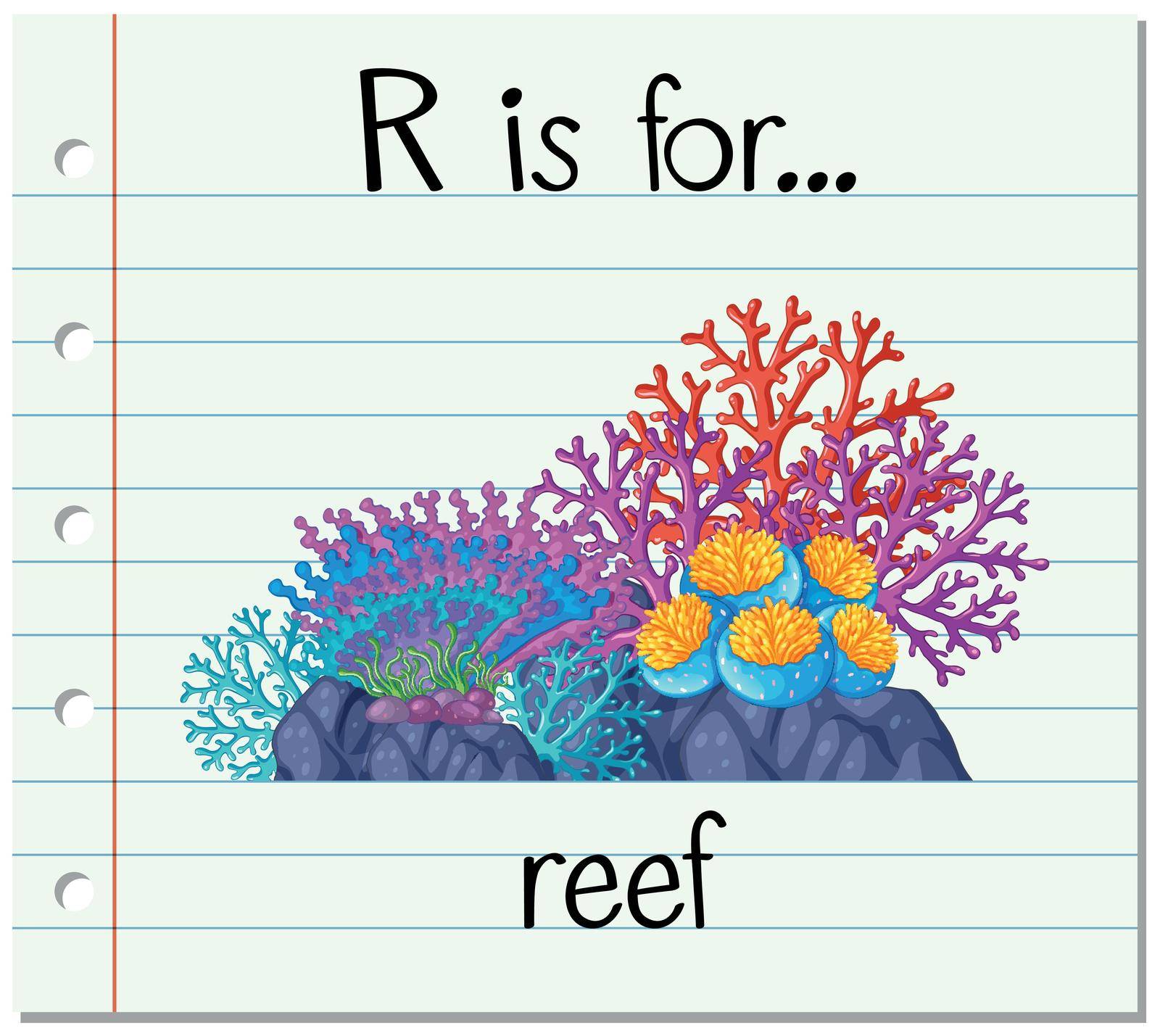 Flashcard letter R is for reef illustration
