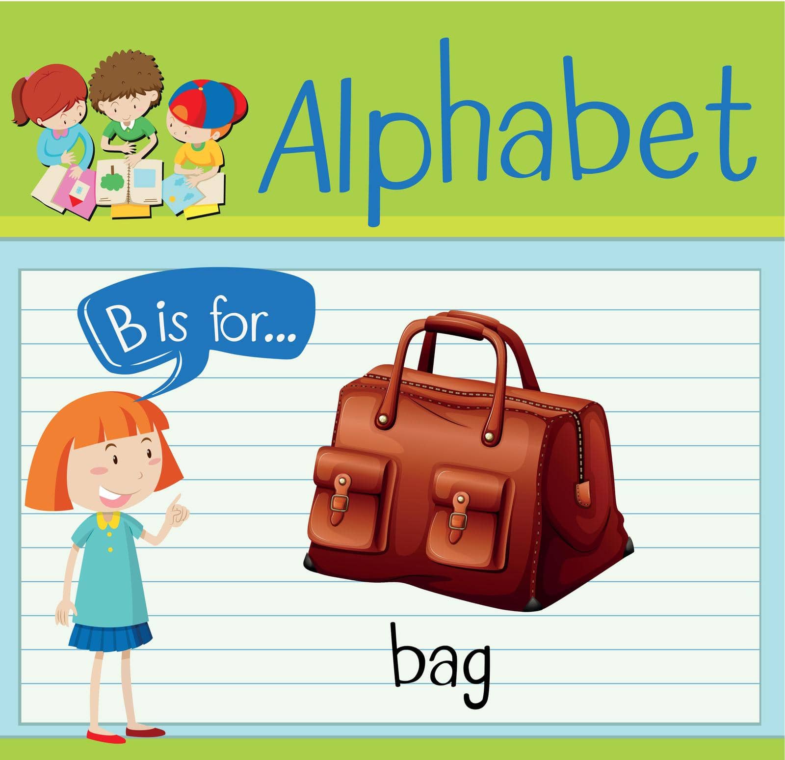 Flashcard letter B is for bag by iimages