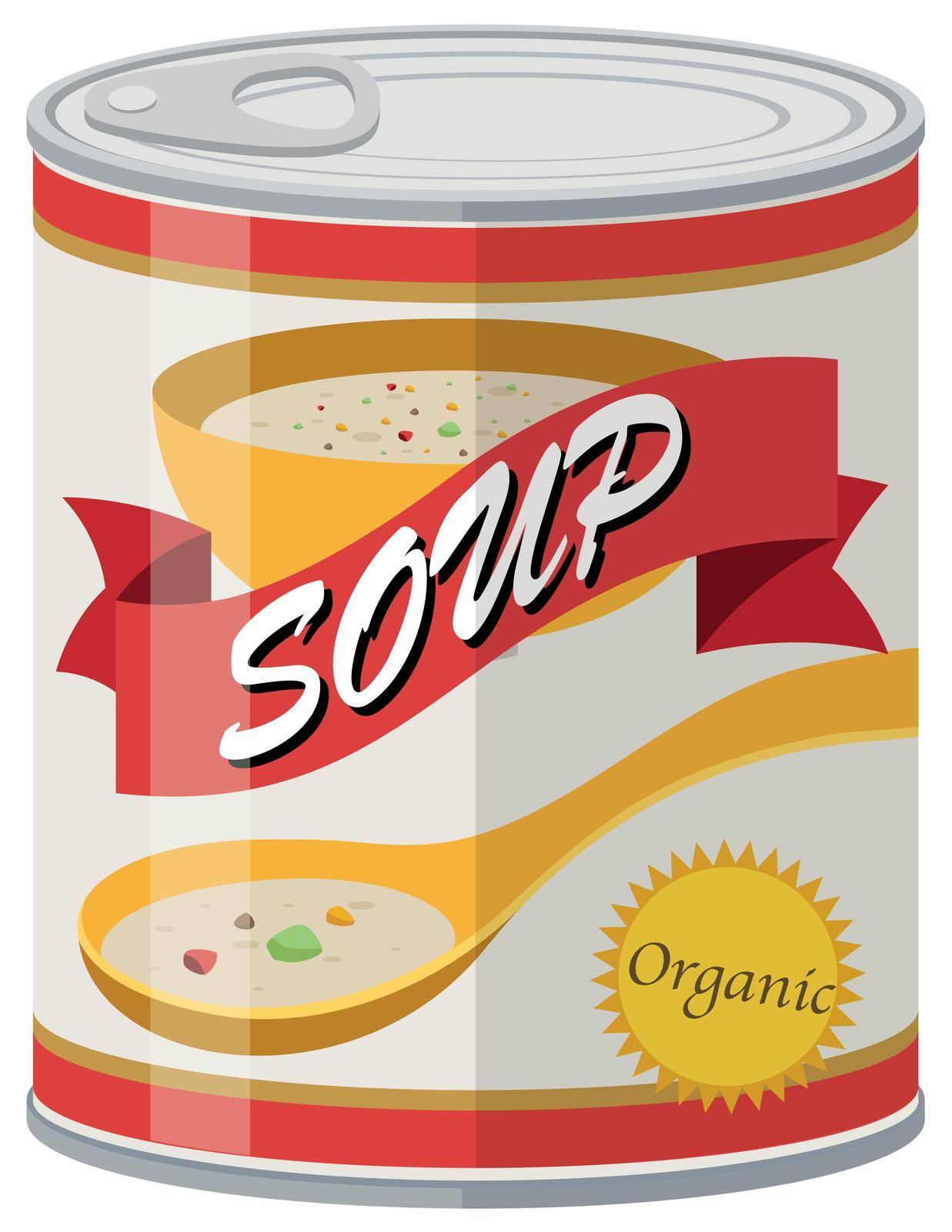 Organic soup in aluminum can illustration