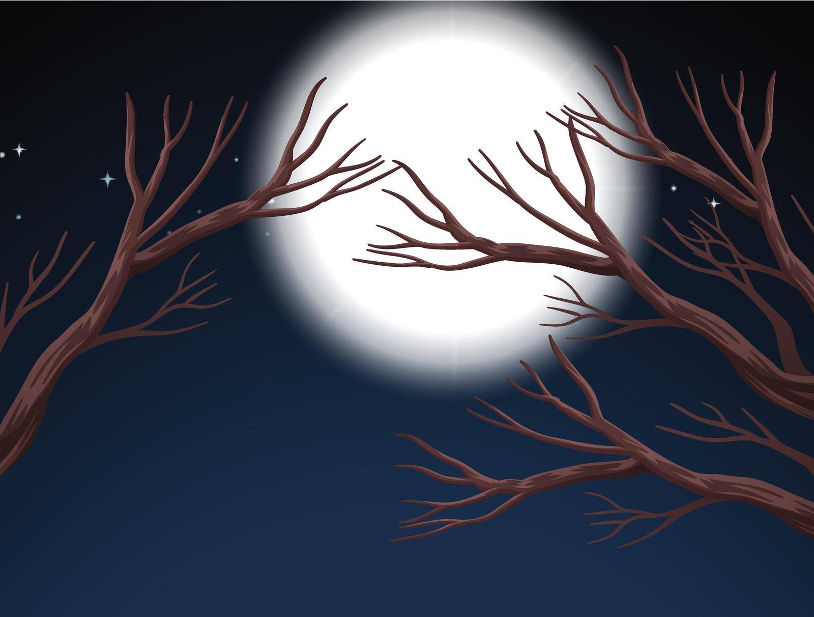 Full moon night scene illustration