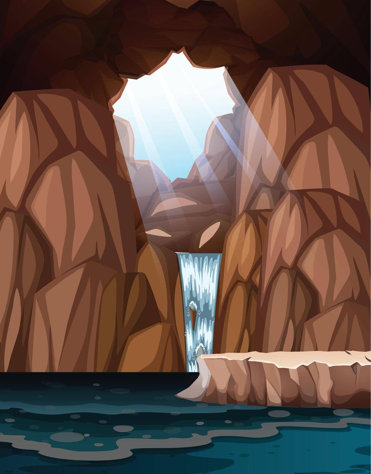 Sunlight inside the cave illustration