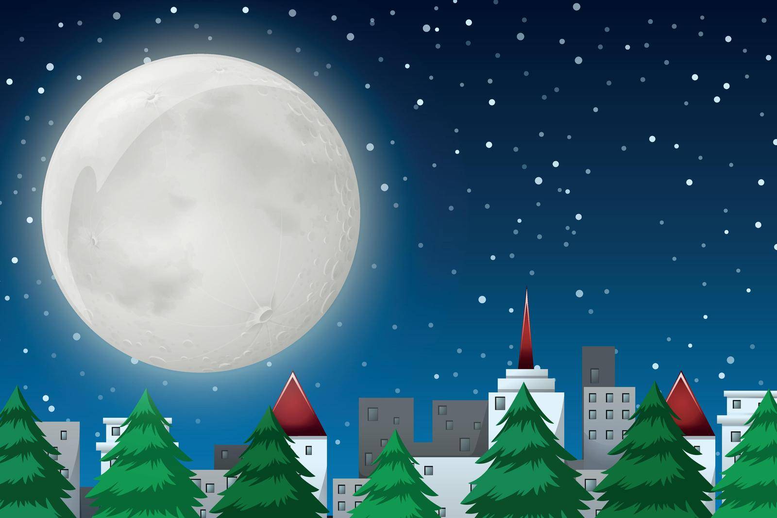A winter night scene illustration