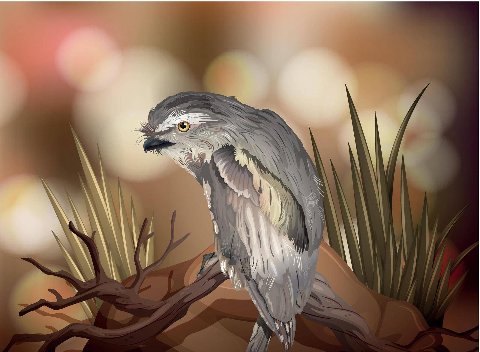 A Grey Bird in Nature illustration