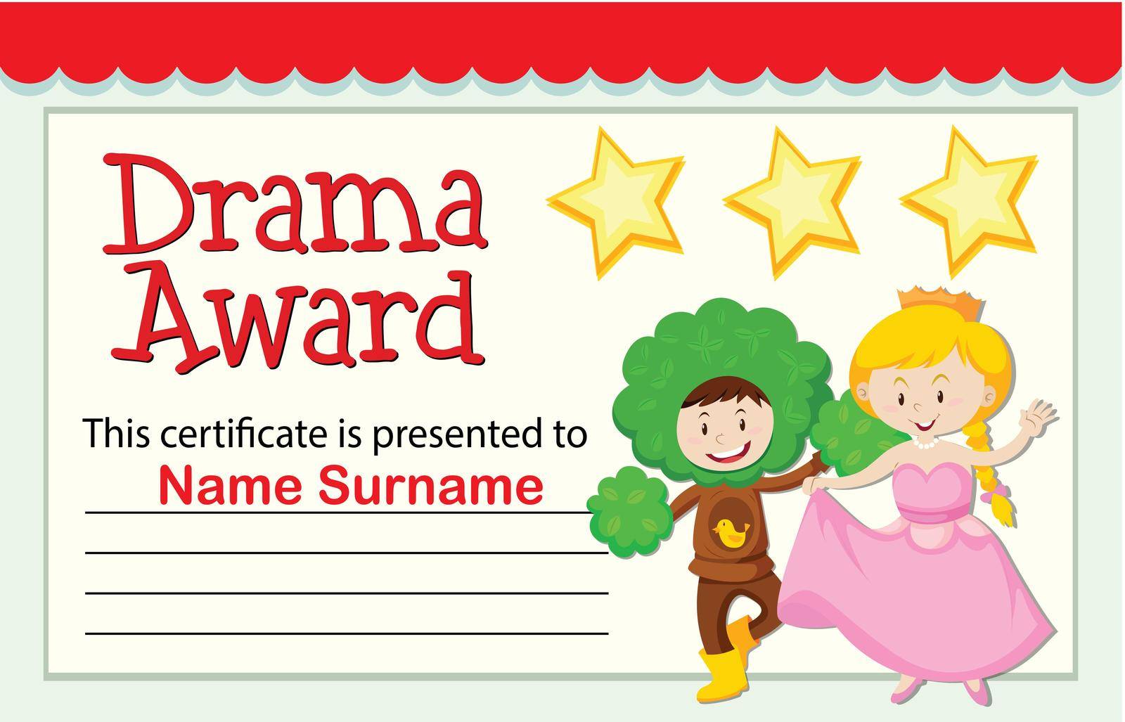 A drama award certificate illustration