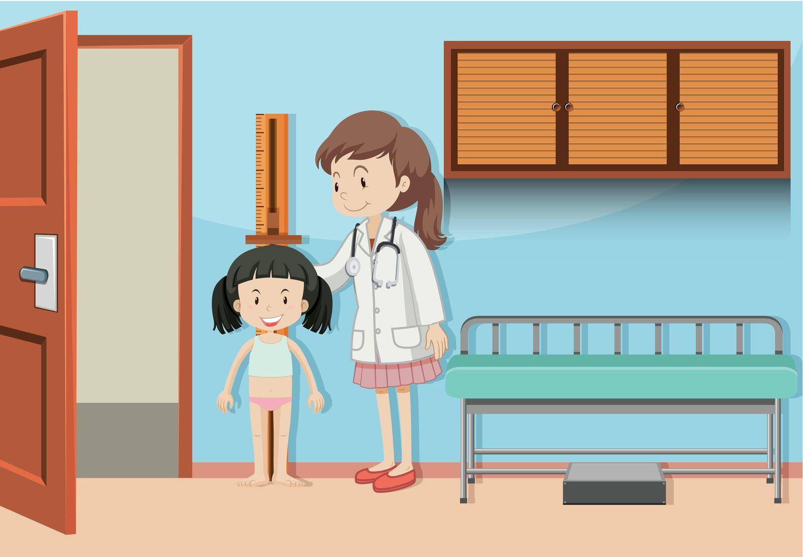A Girl Measuring the Height illustration