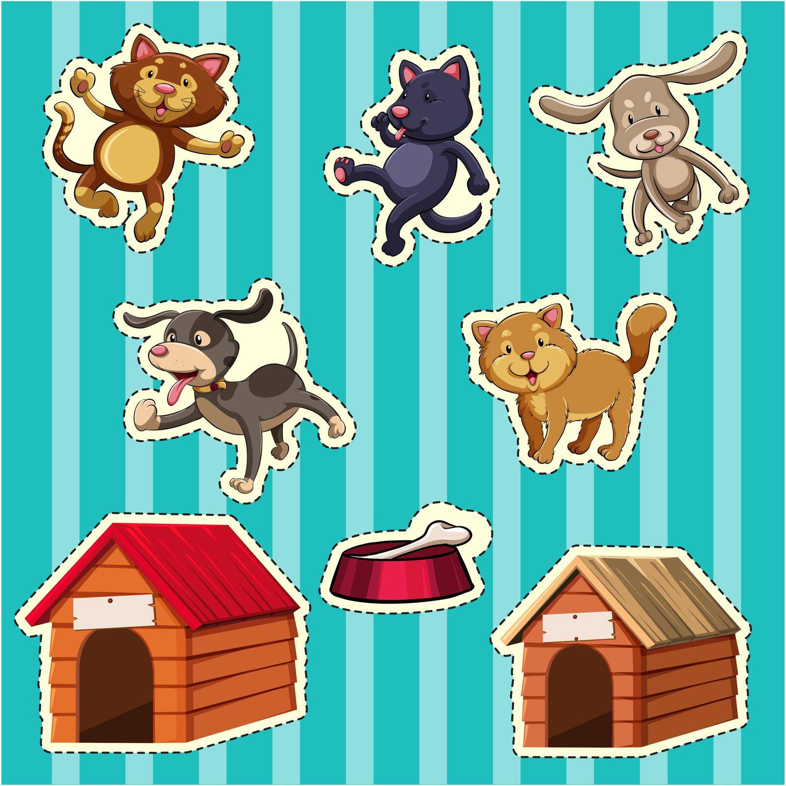 Sticker design for dogs and cats illustration