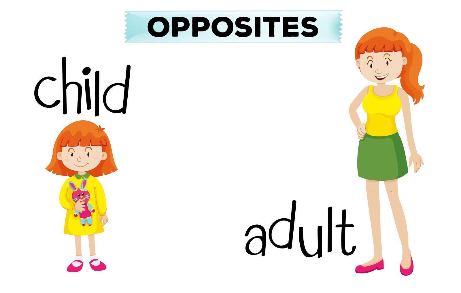 Opposite wordcard with child and adult by iimages