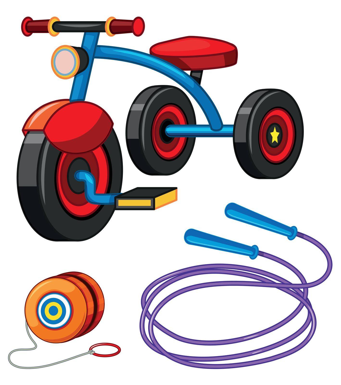 Tricycle and other toys illustration