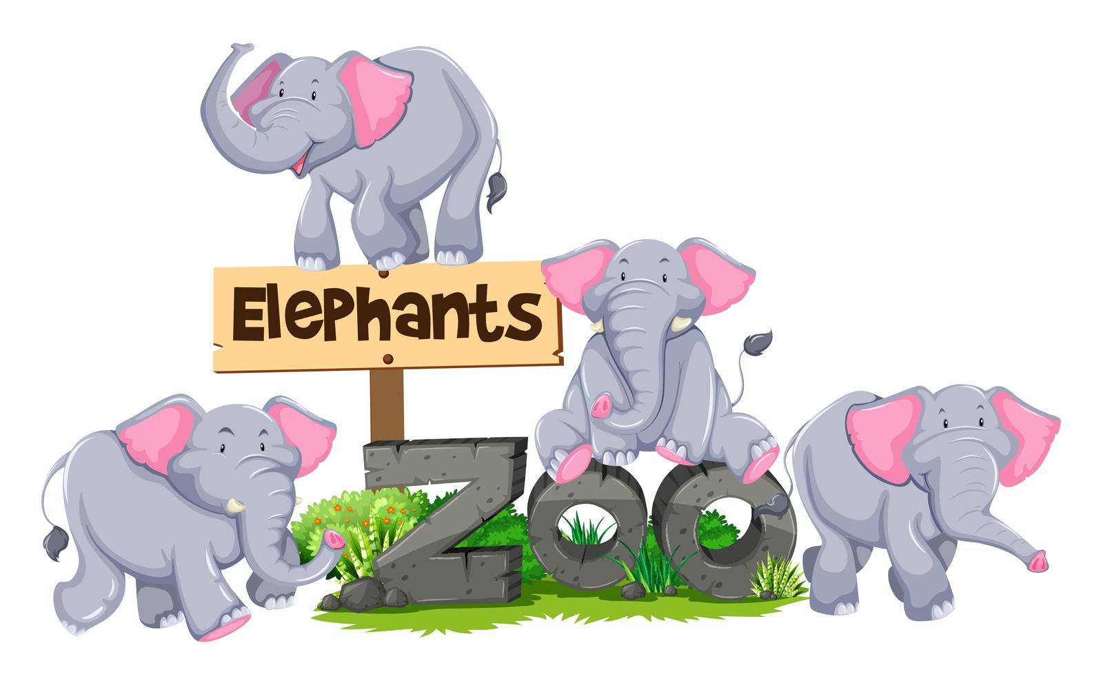 Elephants around the zoo sign by iimages