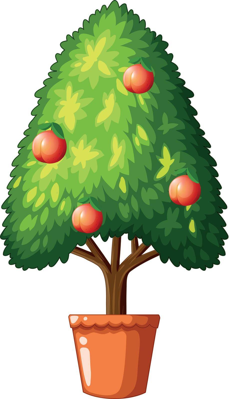 Peach tree in claypot illustration
