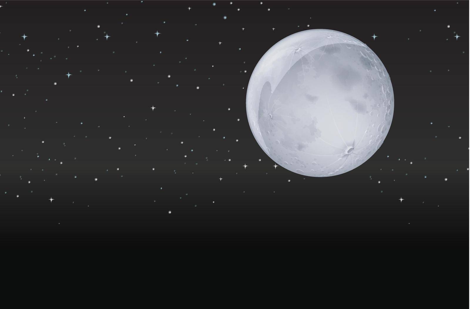 Moon in the dark night illustration