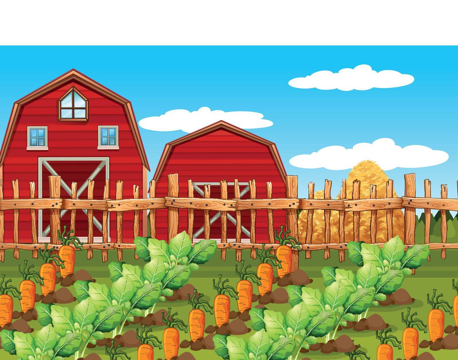 A rural farm landscape illustration