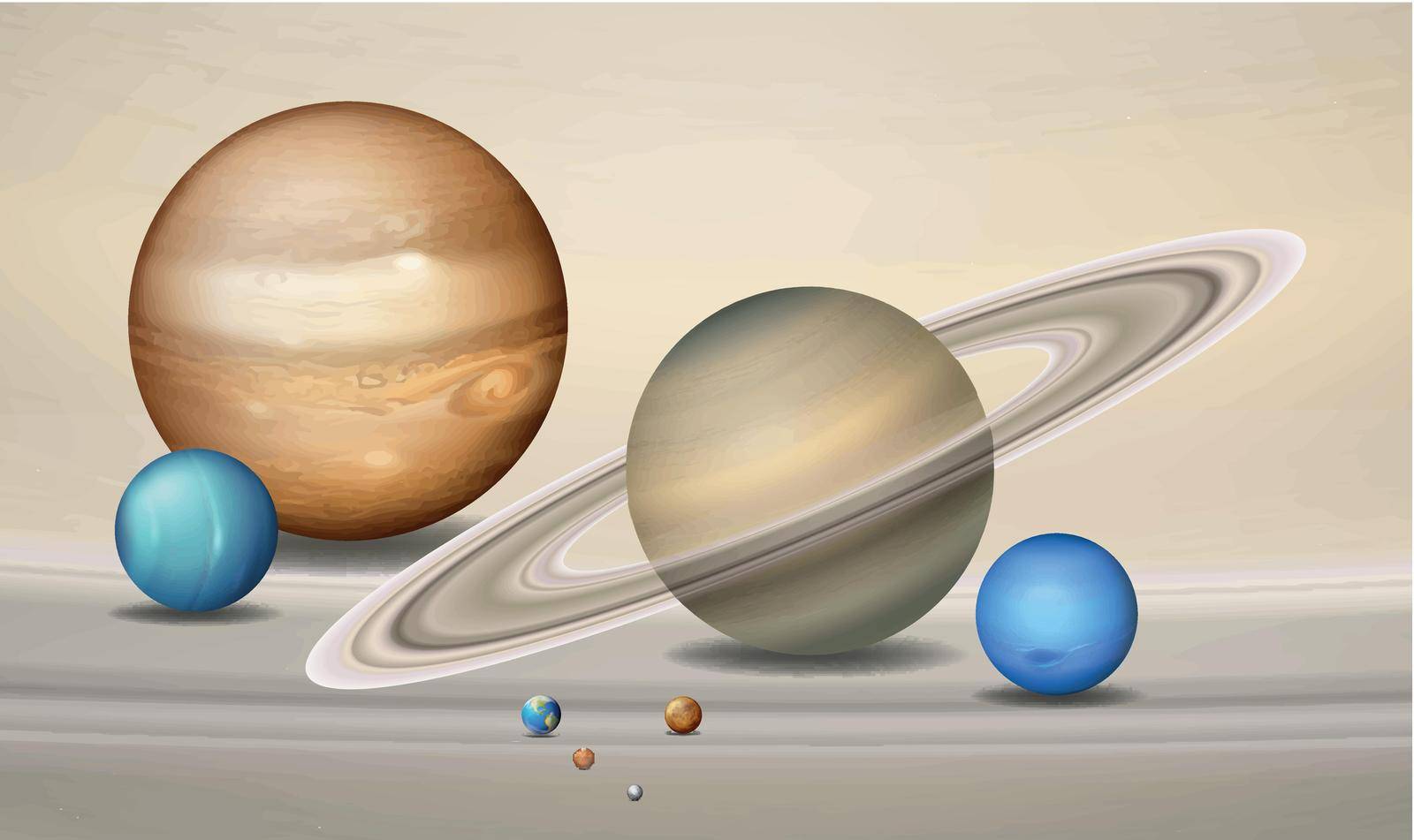 Three dimensional planets concept scene illustration