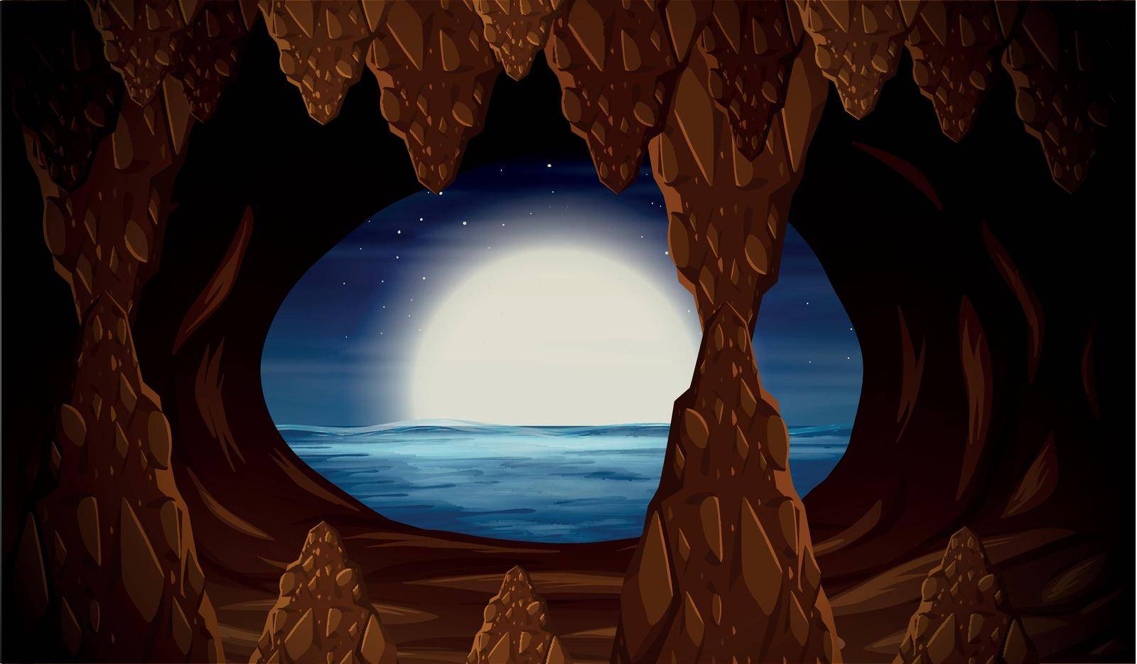 Cavern with ocean entrance illustration