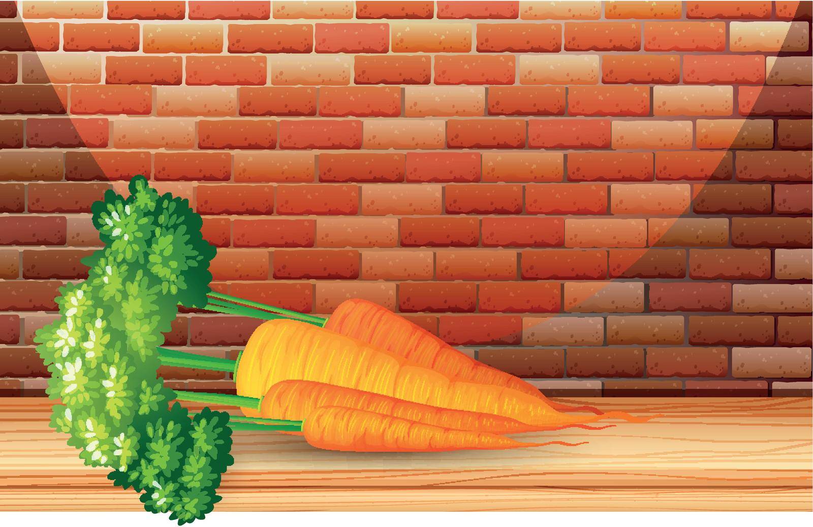 Organic Carrots with Brick Wall illustration