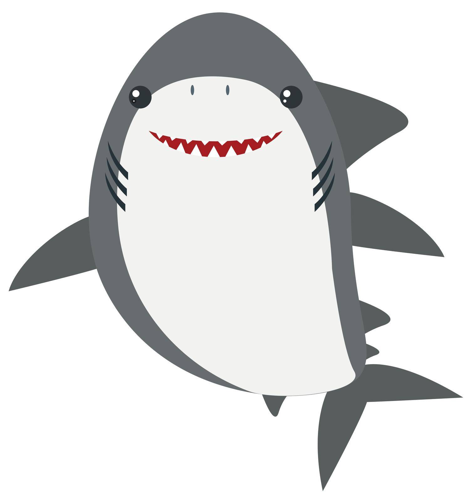 Great white shark on white background illustration