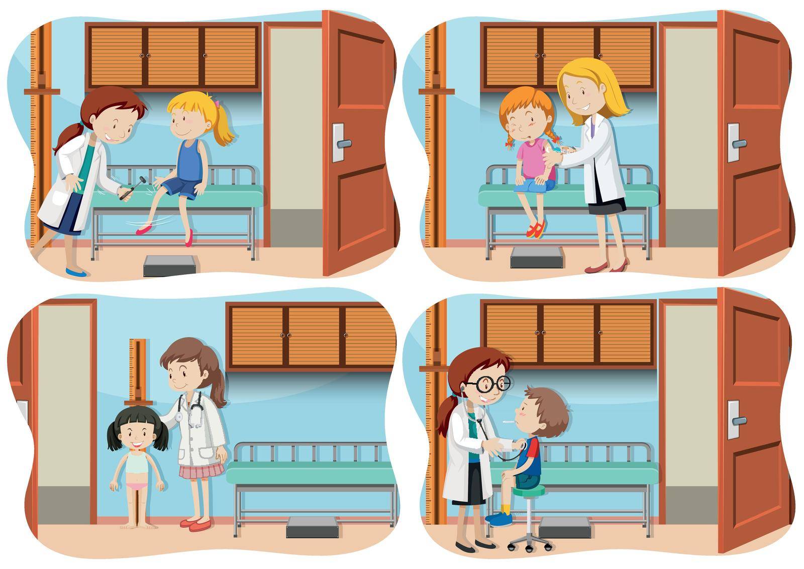 A Set of Kid at Hospital illustration