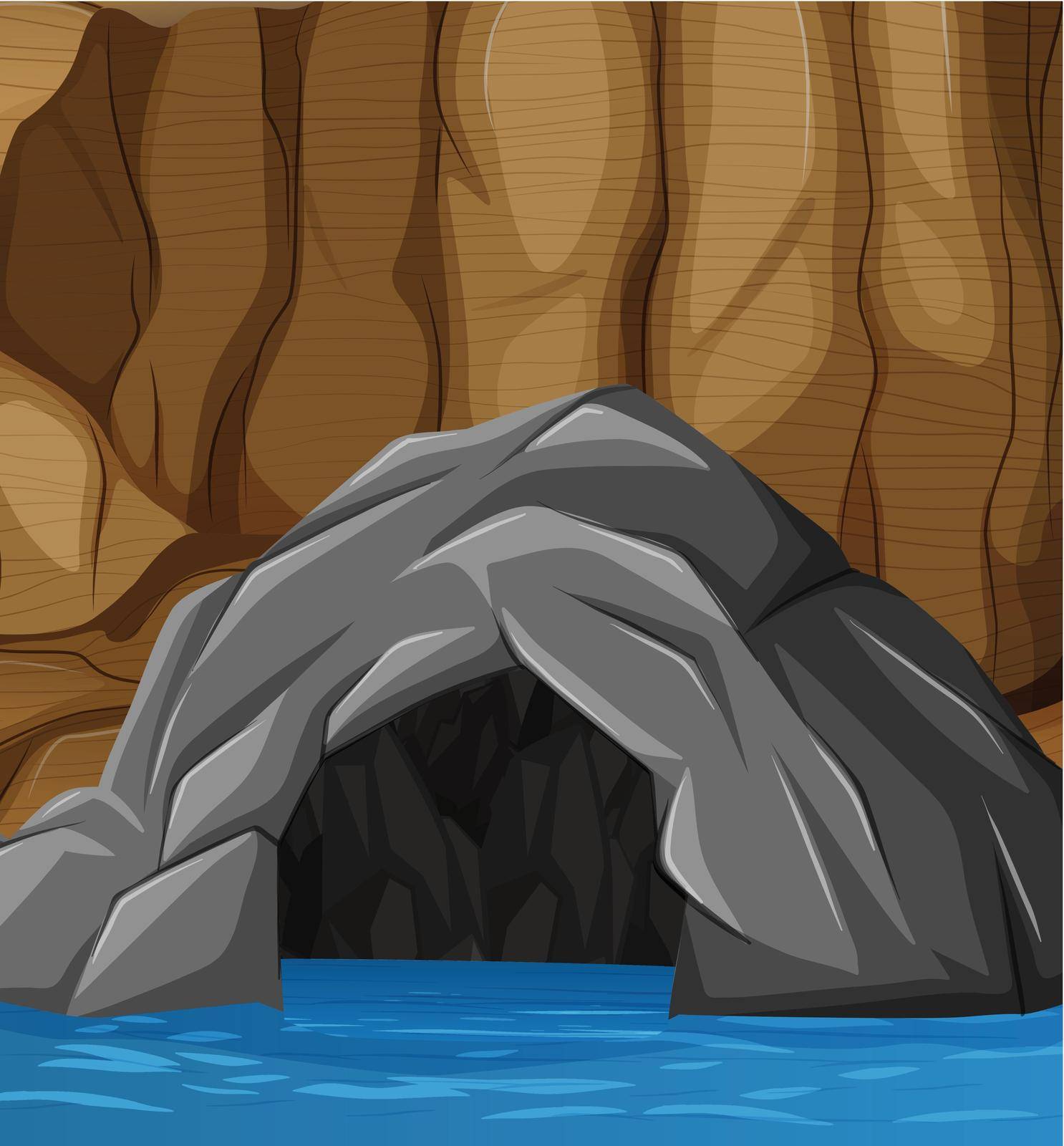 Natural flooded cave entrance illustration