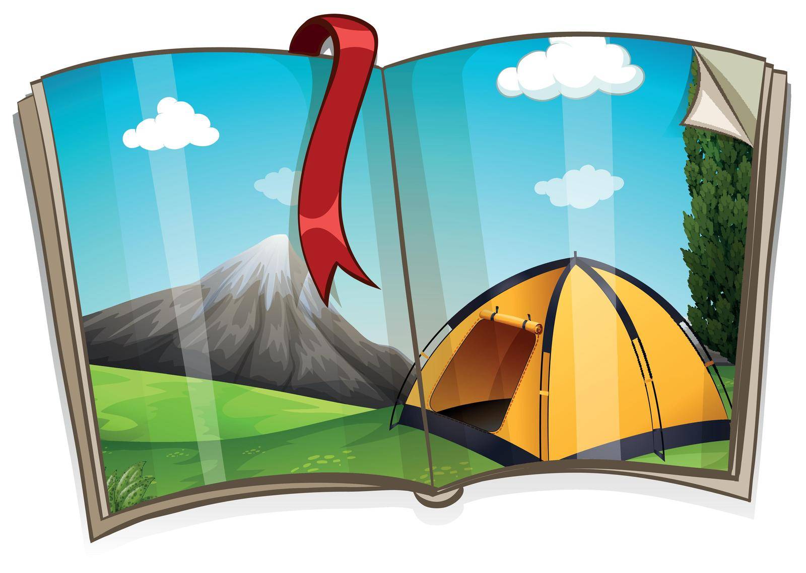 Camping site in the book illustration