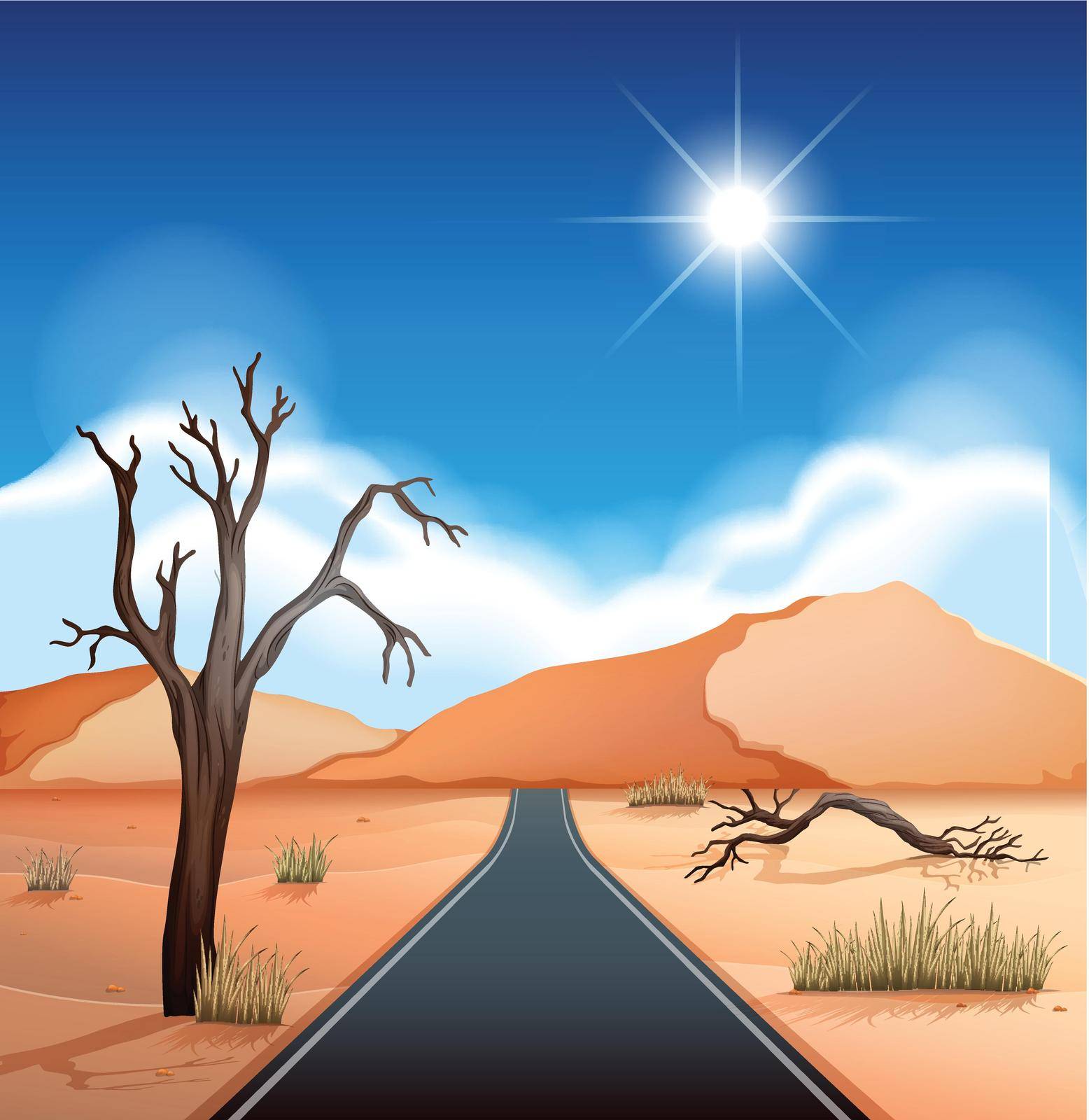 A road at desert illustration