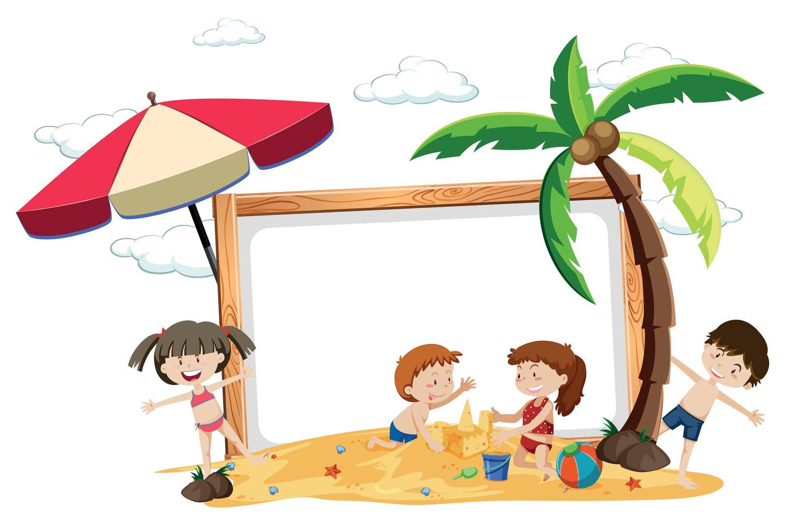 A board with summer holiday illustration