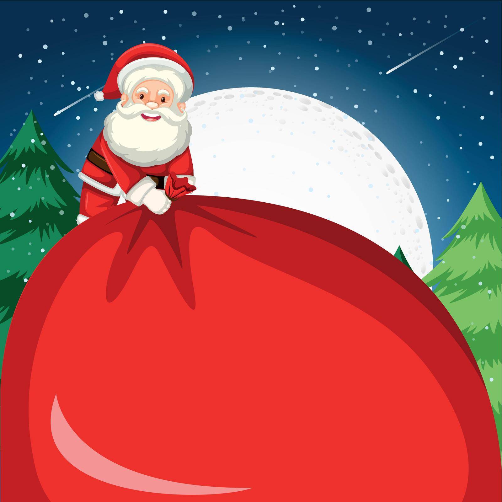 Santa holding a large sack illustration