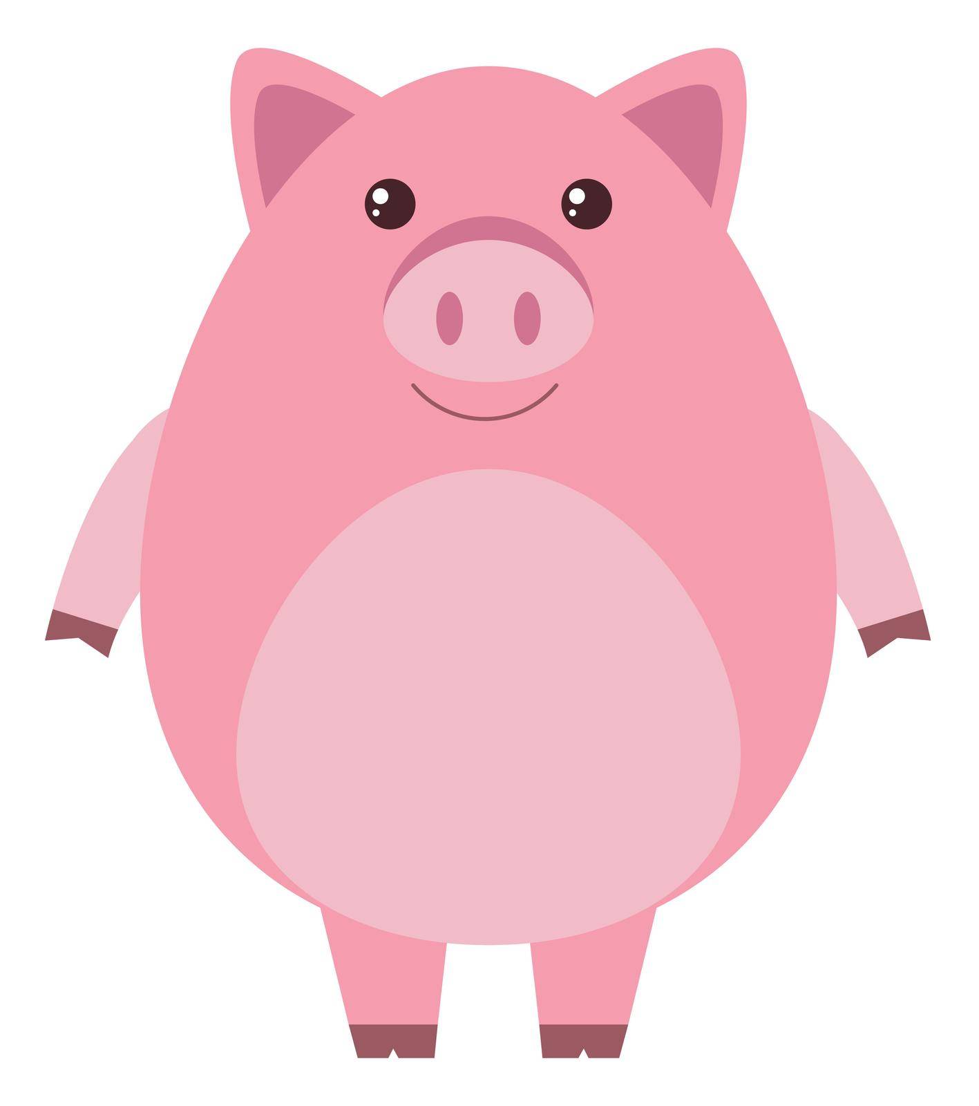Pink pig with round body illustration