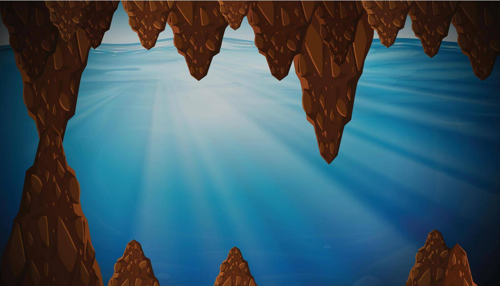 Underwater cavern with sunlight illustration
