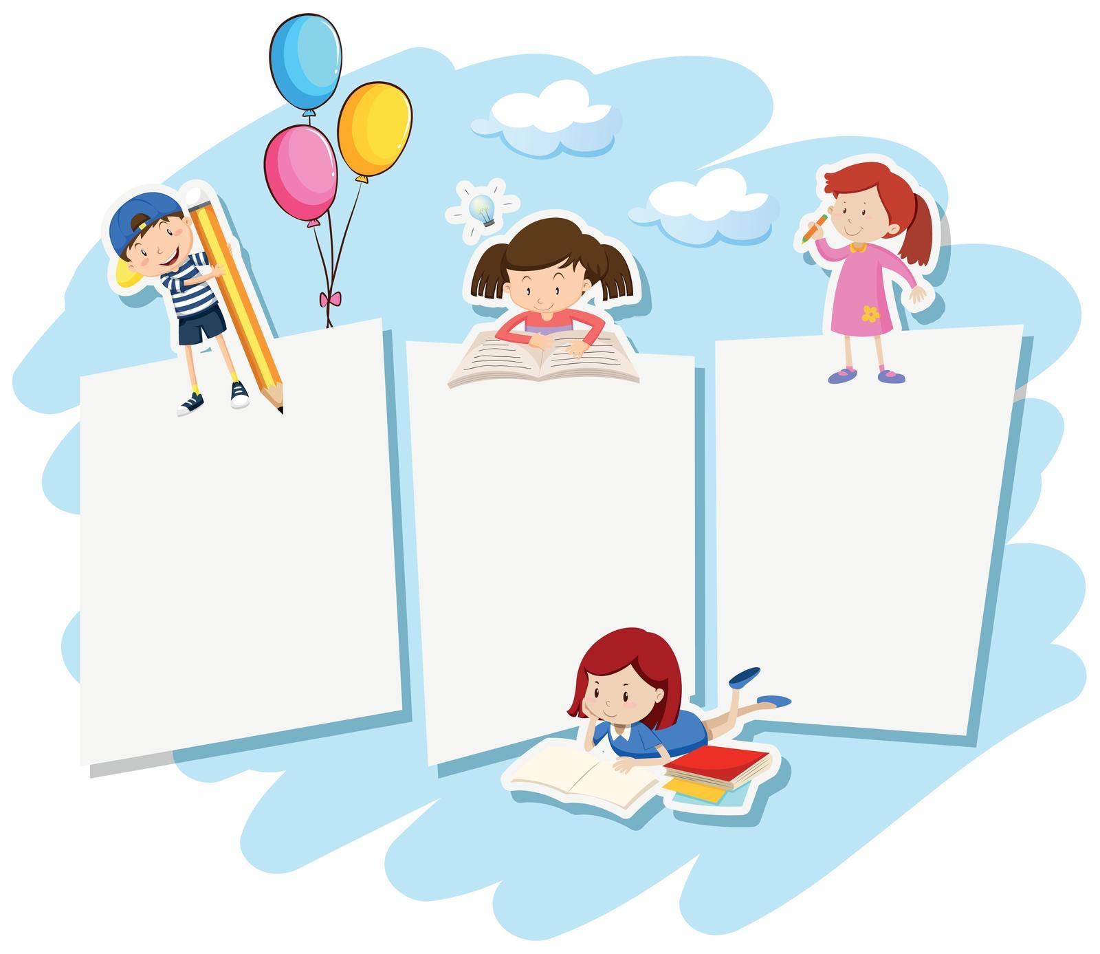 A Blank Note with Children illustration