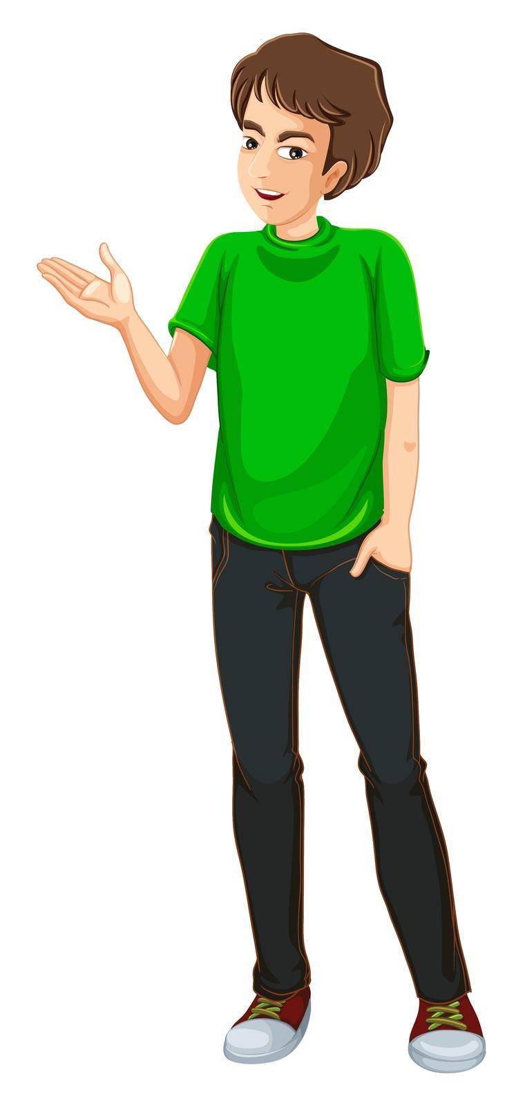A Young Man wearing a green shirt by iimages