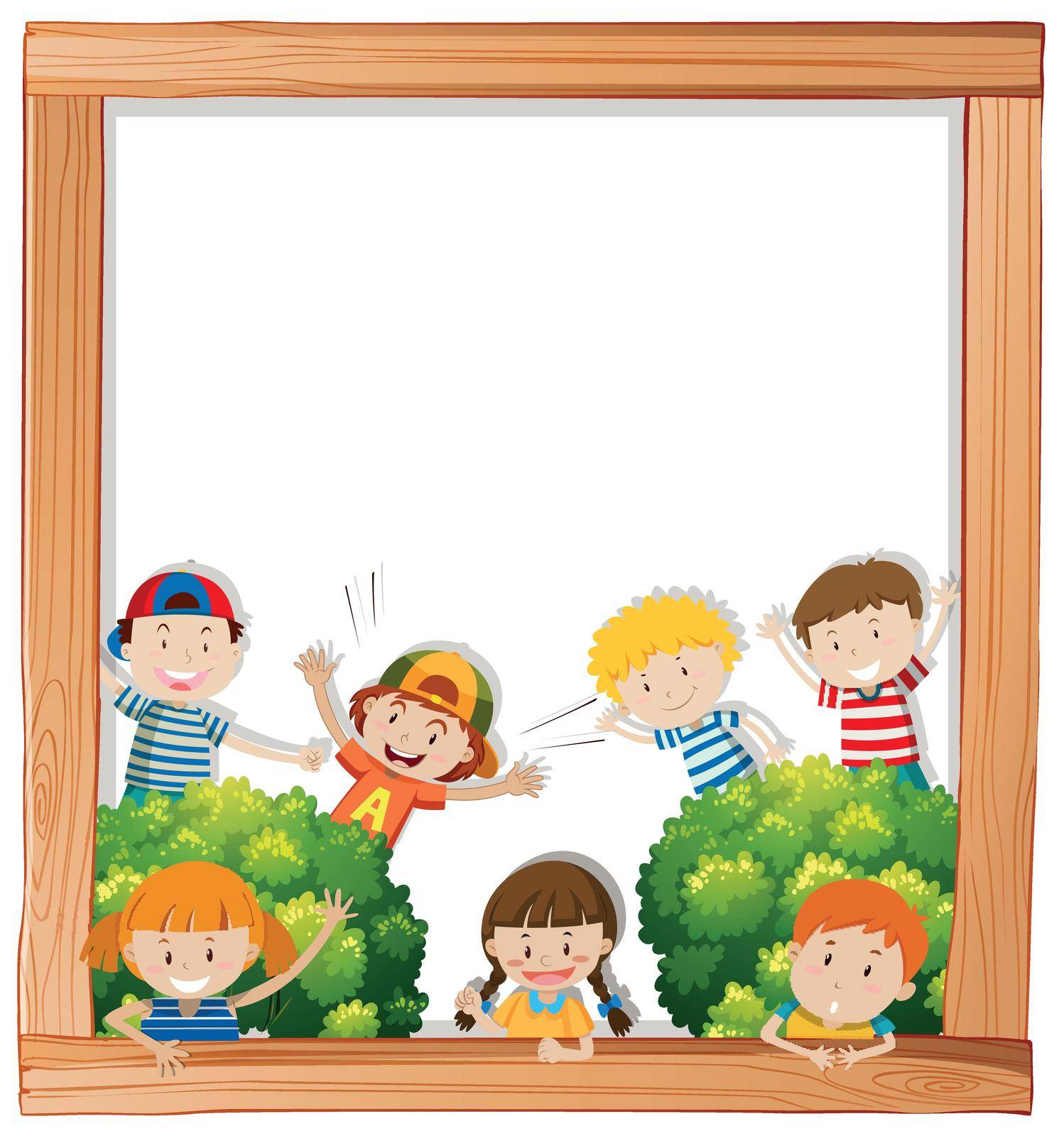 A blank board with children illustration