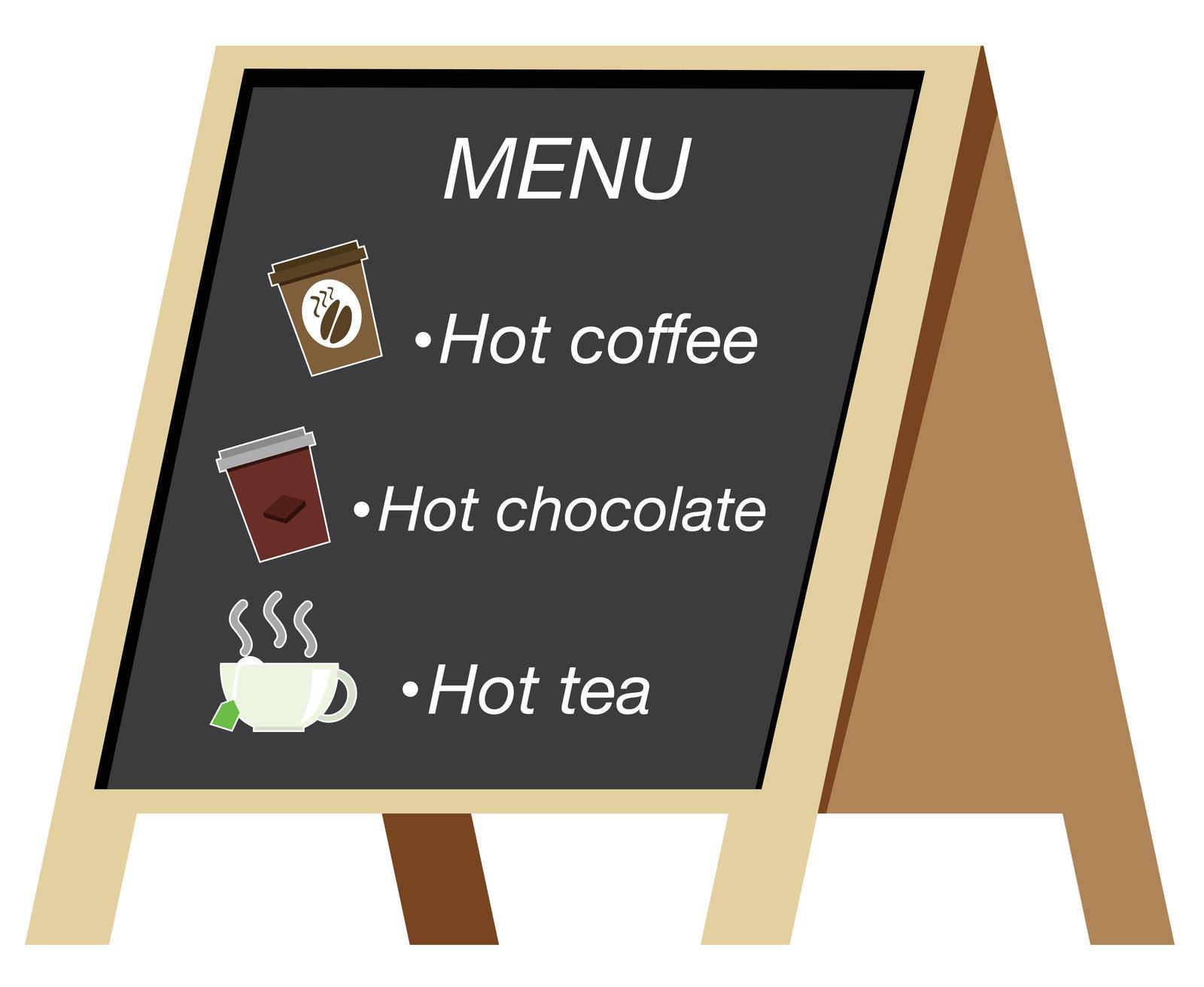 Beverage menu on the board illustration