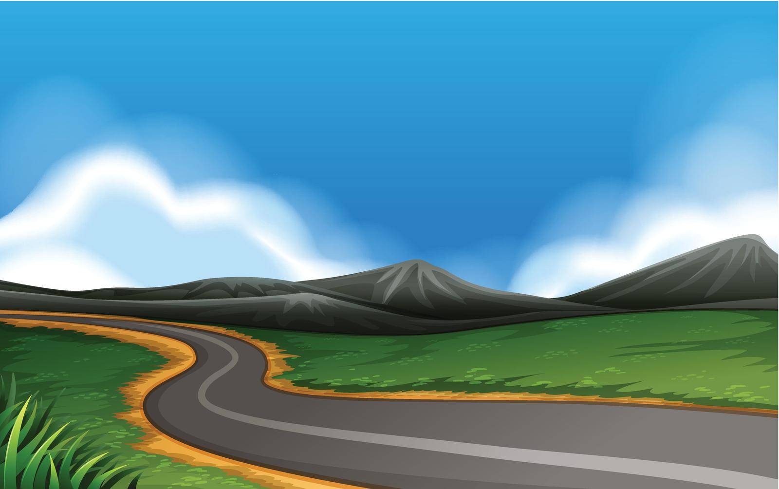 A rural road landscape illustration