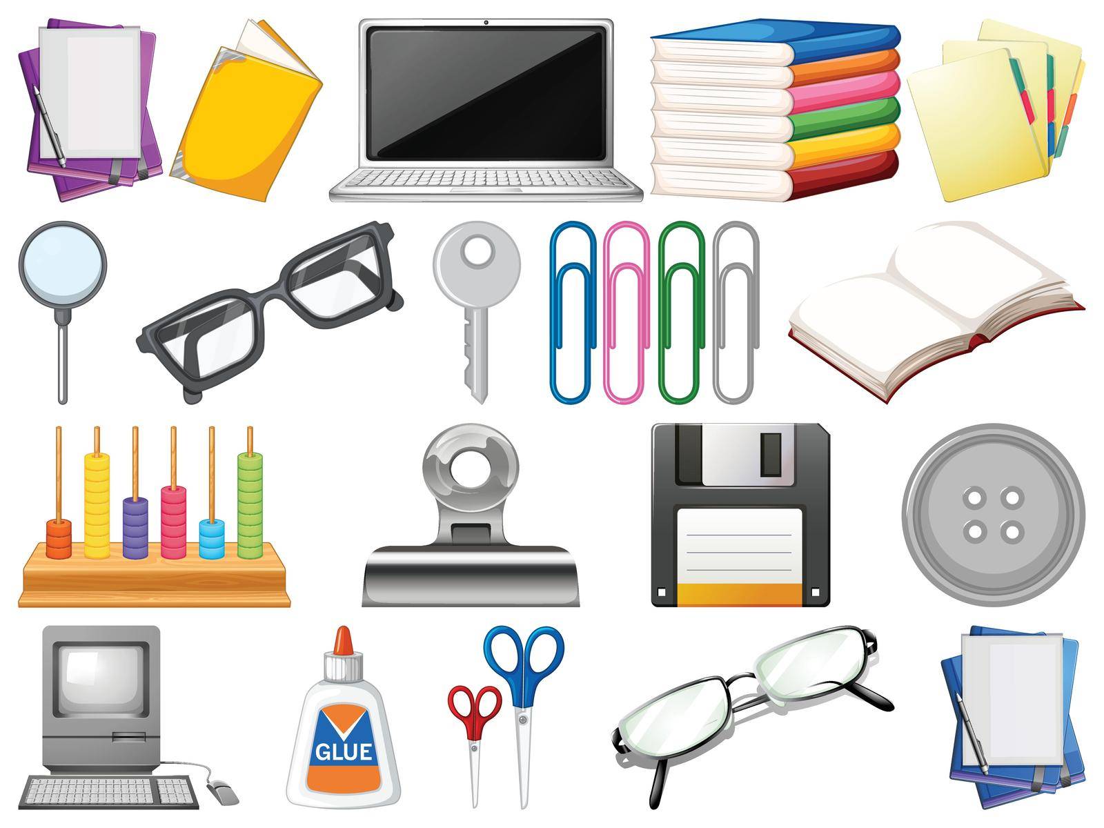 Set of office objects illustration