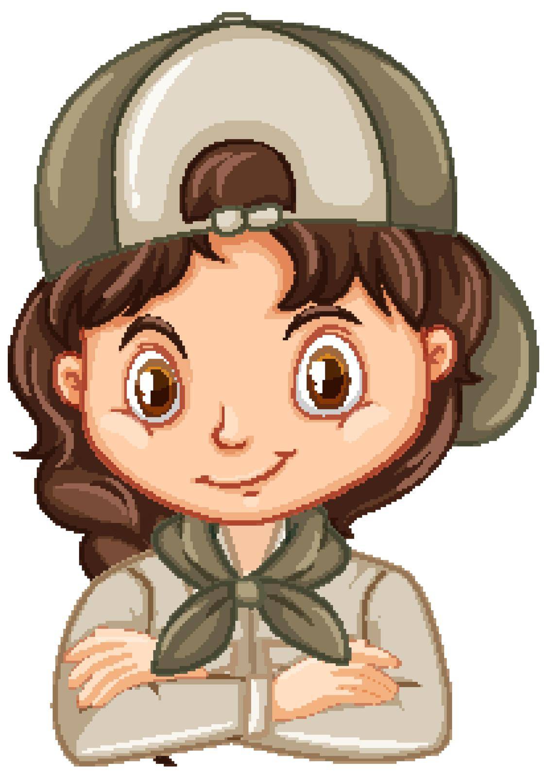 Girl in safari outfit on isolated background illustration