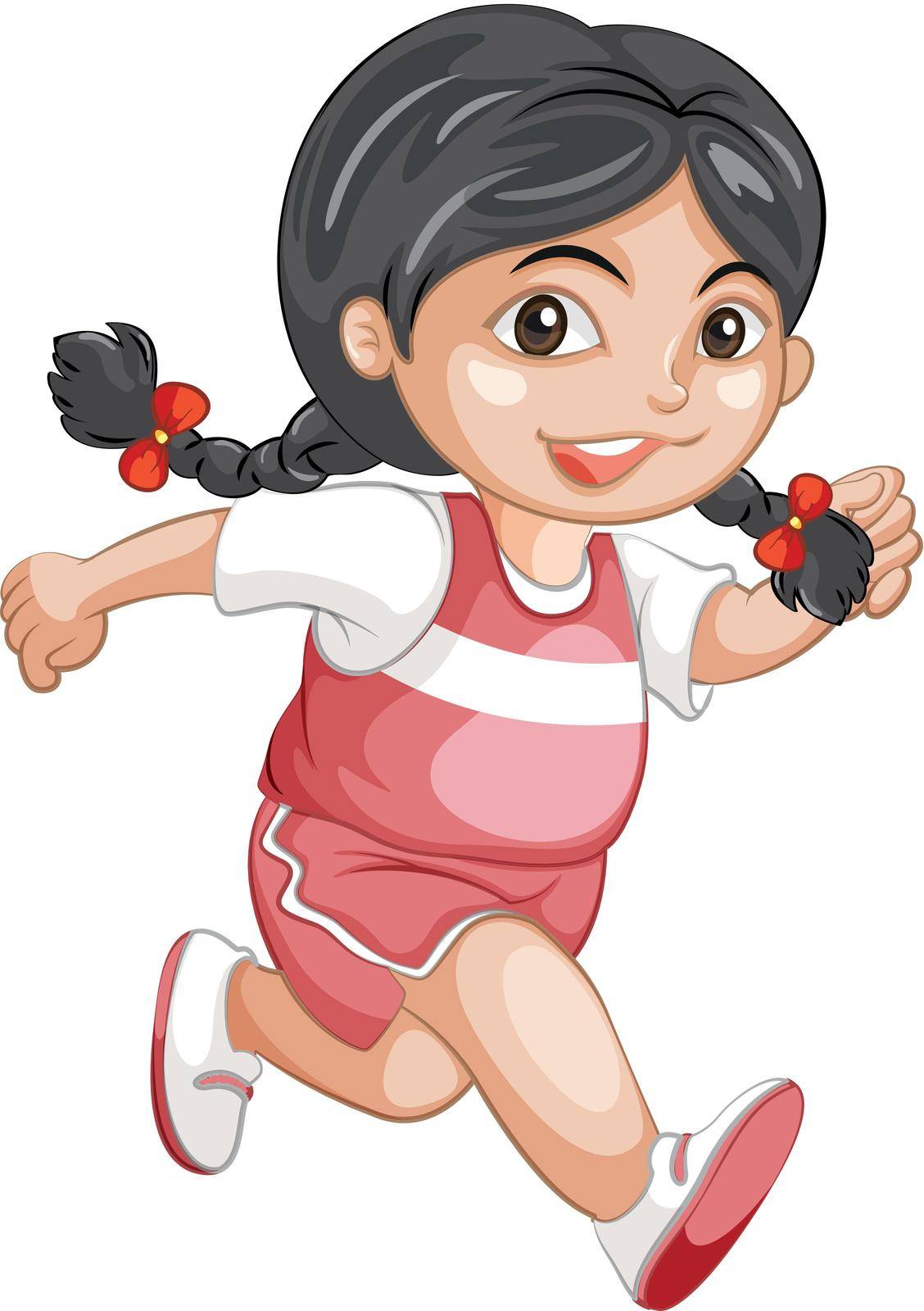 Girl girl running on white illustration