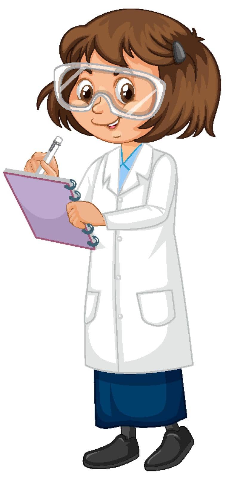 Girl in science gown on isolated background illustration