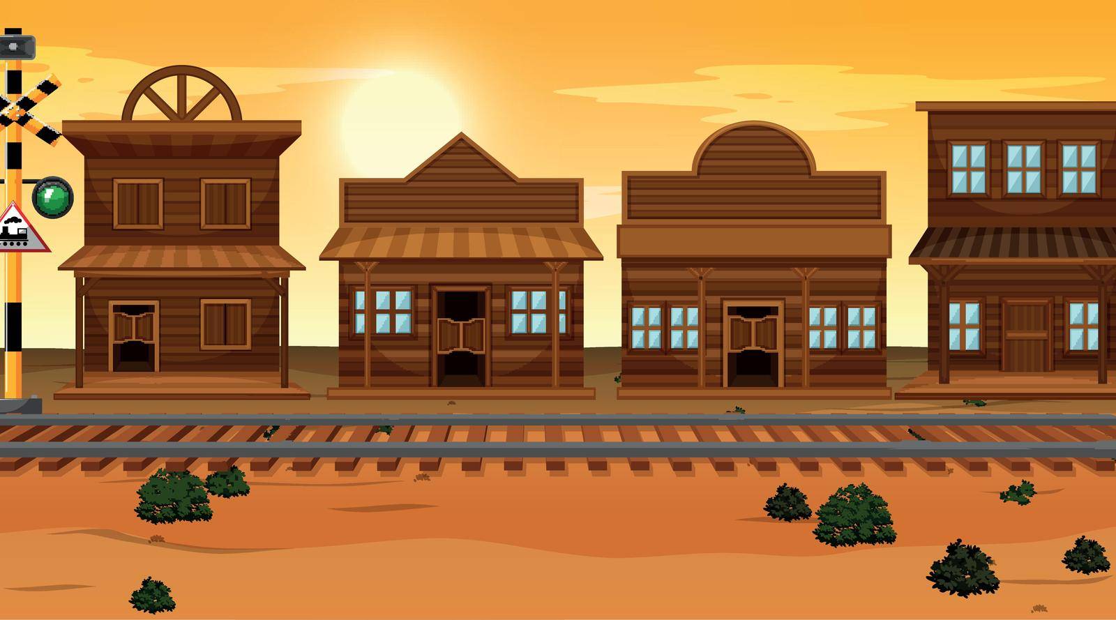 Desert town background scene illustration