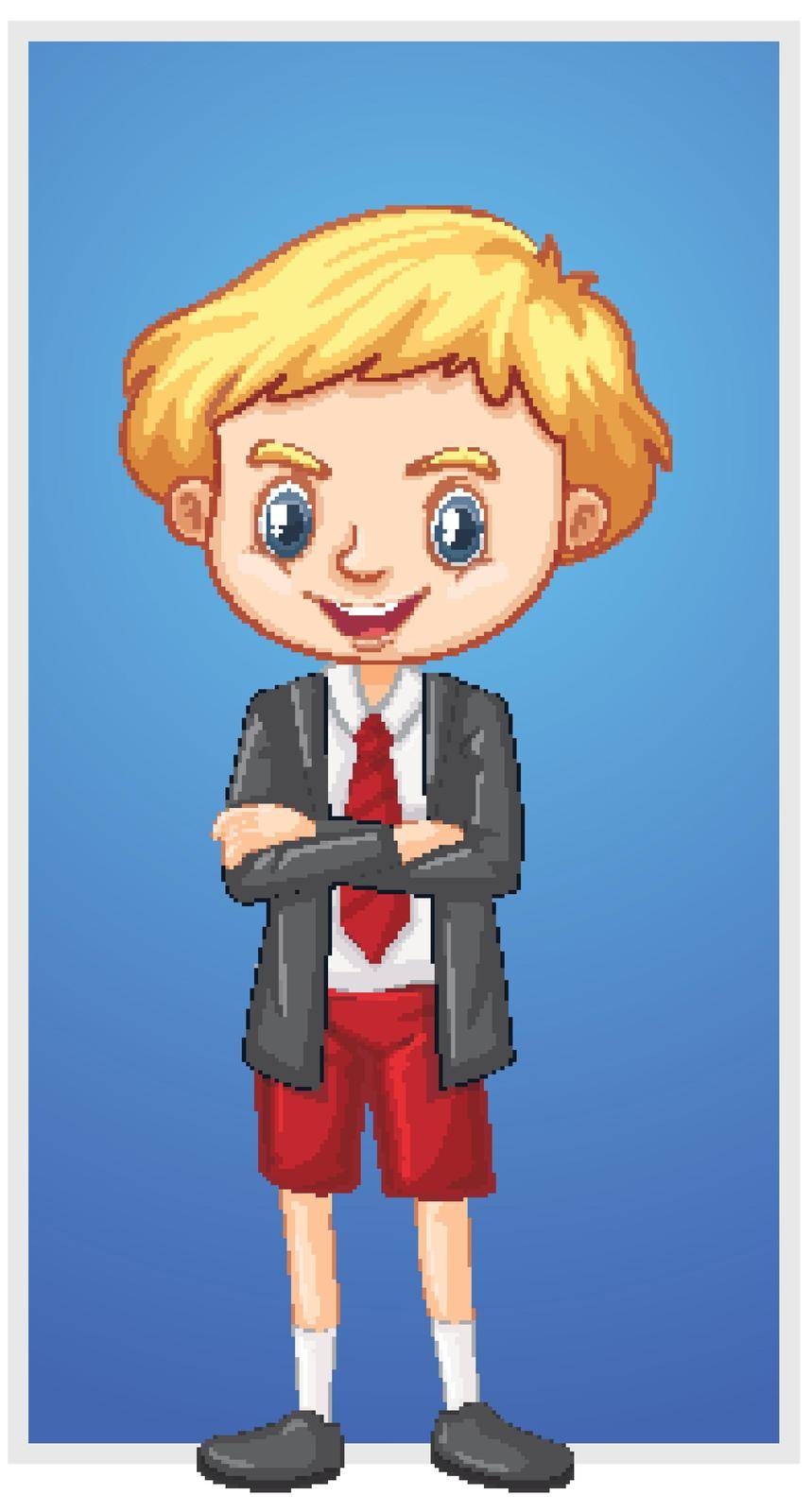 Happy boy in school uniform illustration