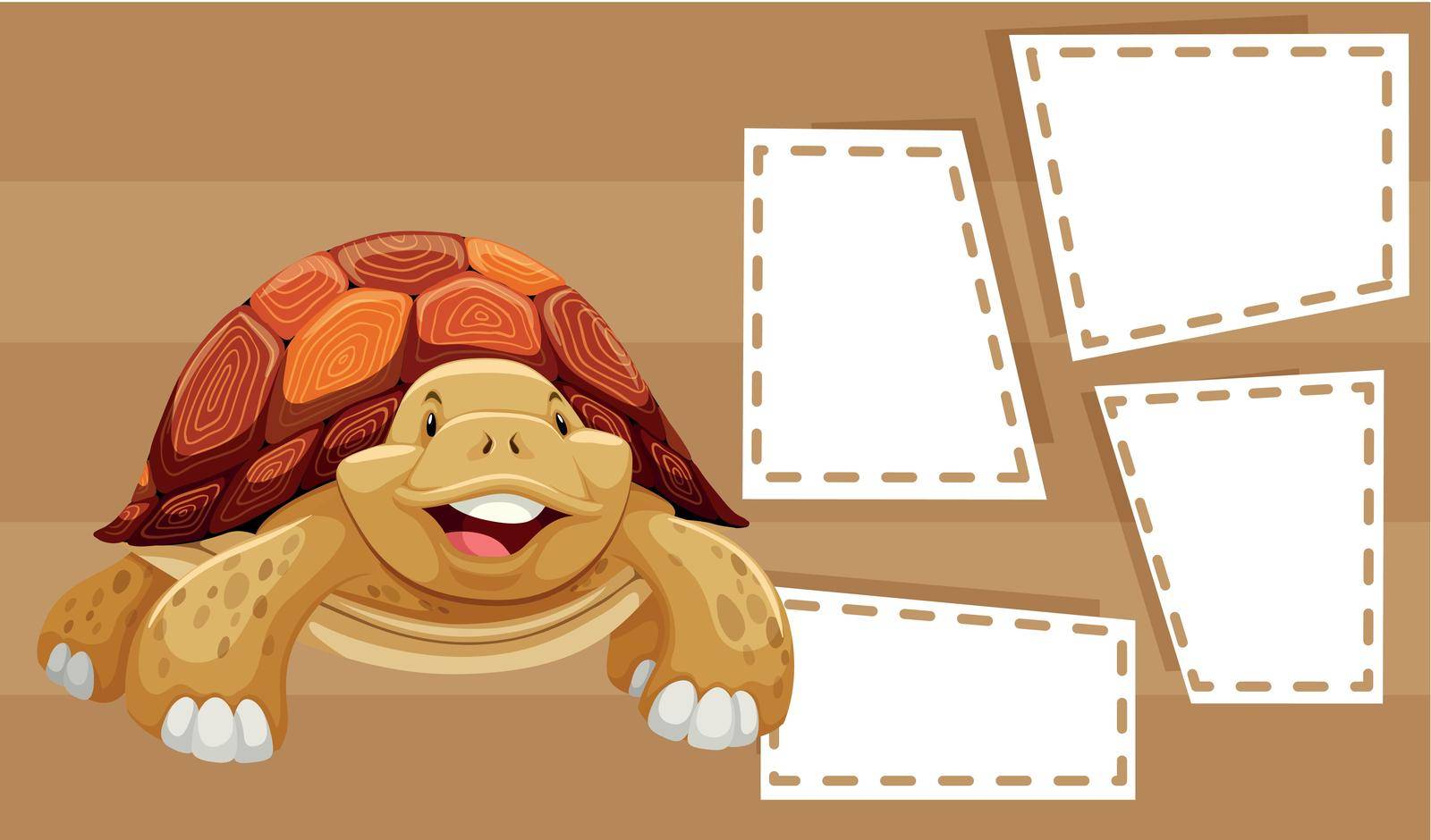 A turtle on blank note illustration