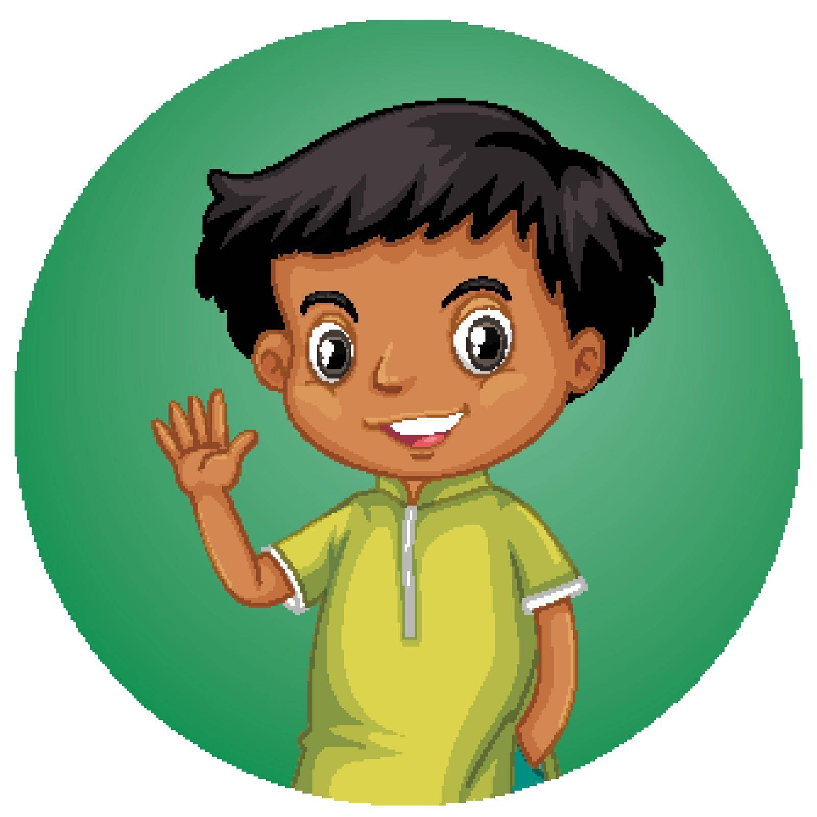Little boy on round background illustration