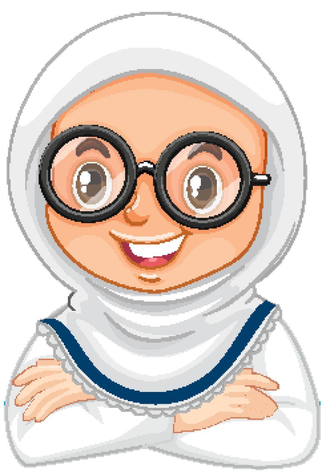 Muslim girl smiling on white background illustration