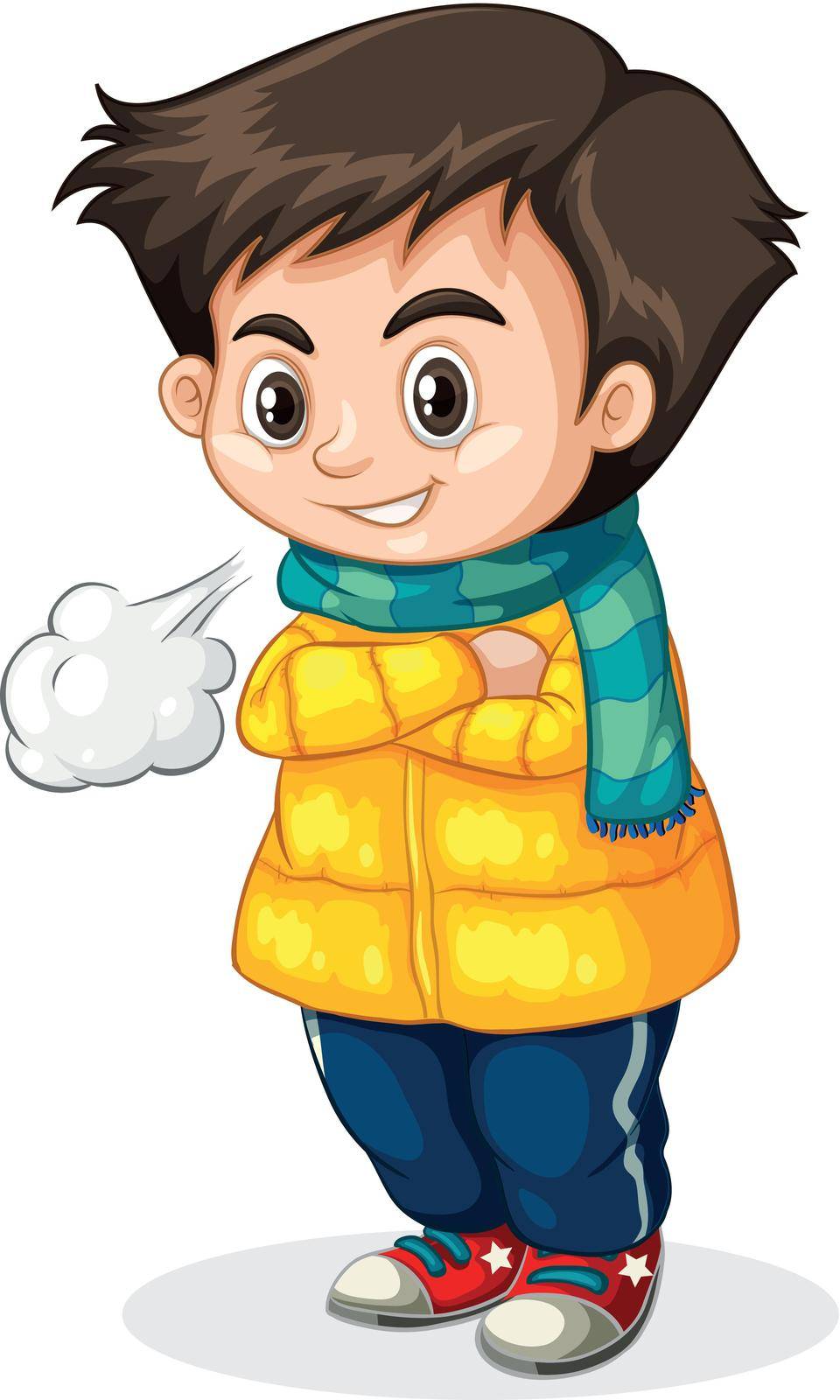 Cold kid white background illustration