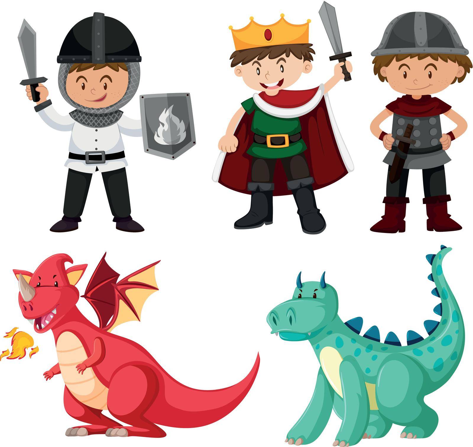 Dragon and kind character illustration
