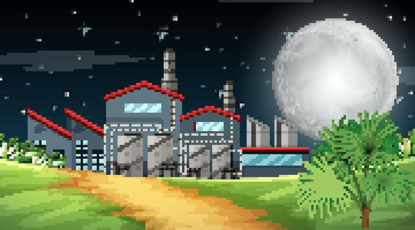 Pollution from factory theme scene in nature illustration