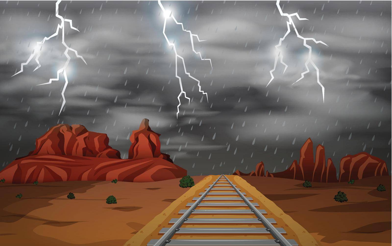 The wild west storm scene illustration